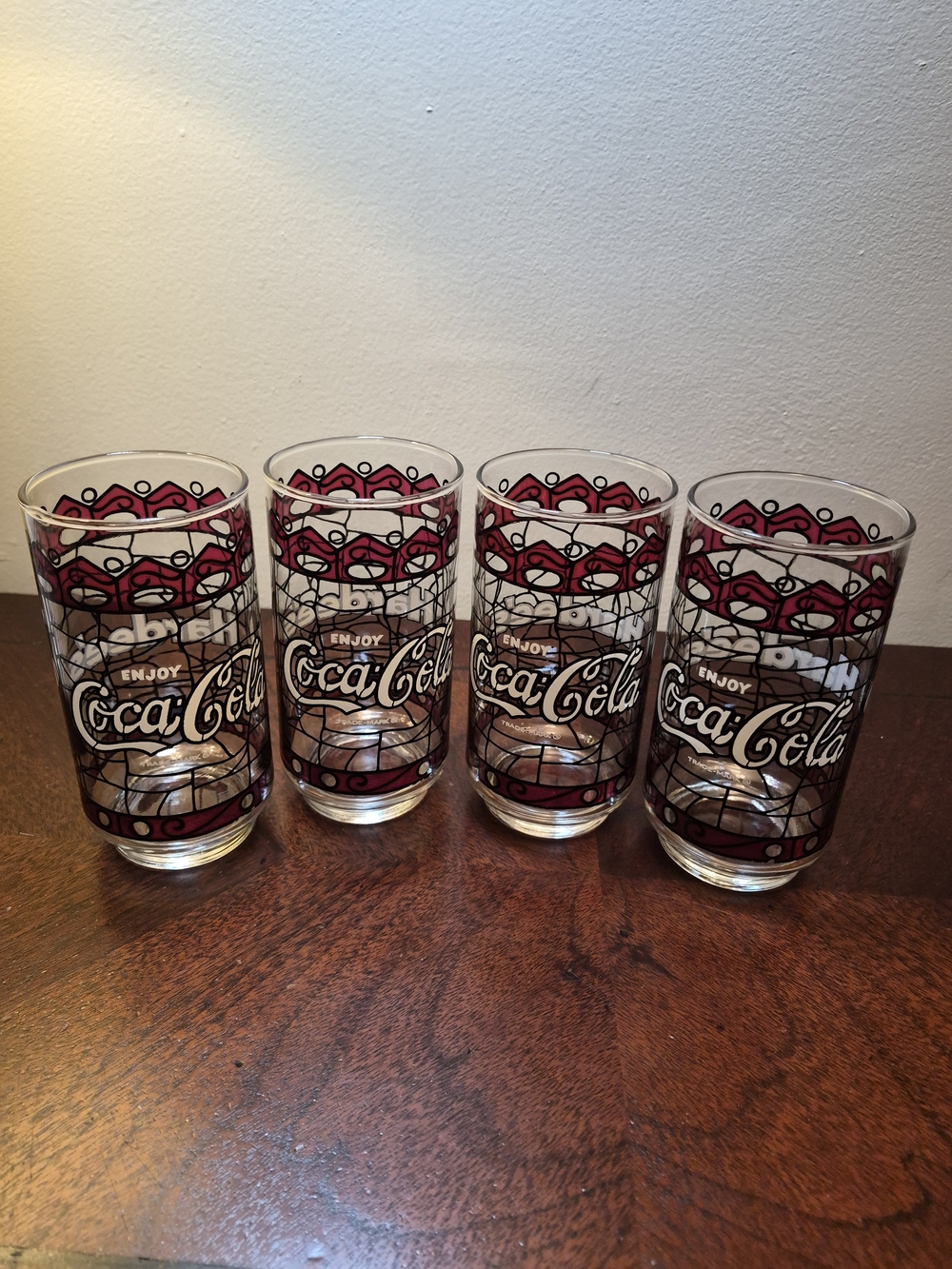 Vintage Coca Cola Clear Glasses with‎ Hardees On Side And Coca Cola  - Set of 4